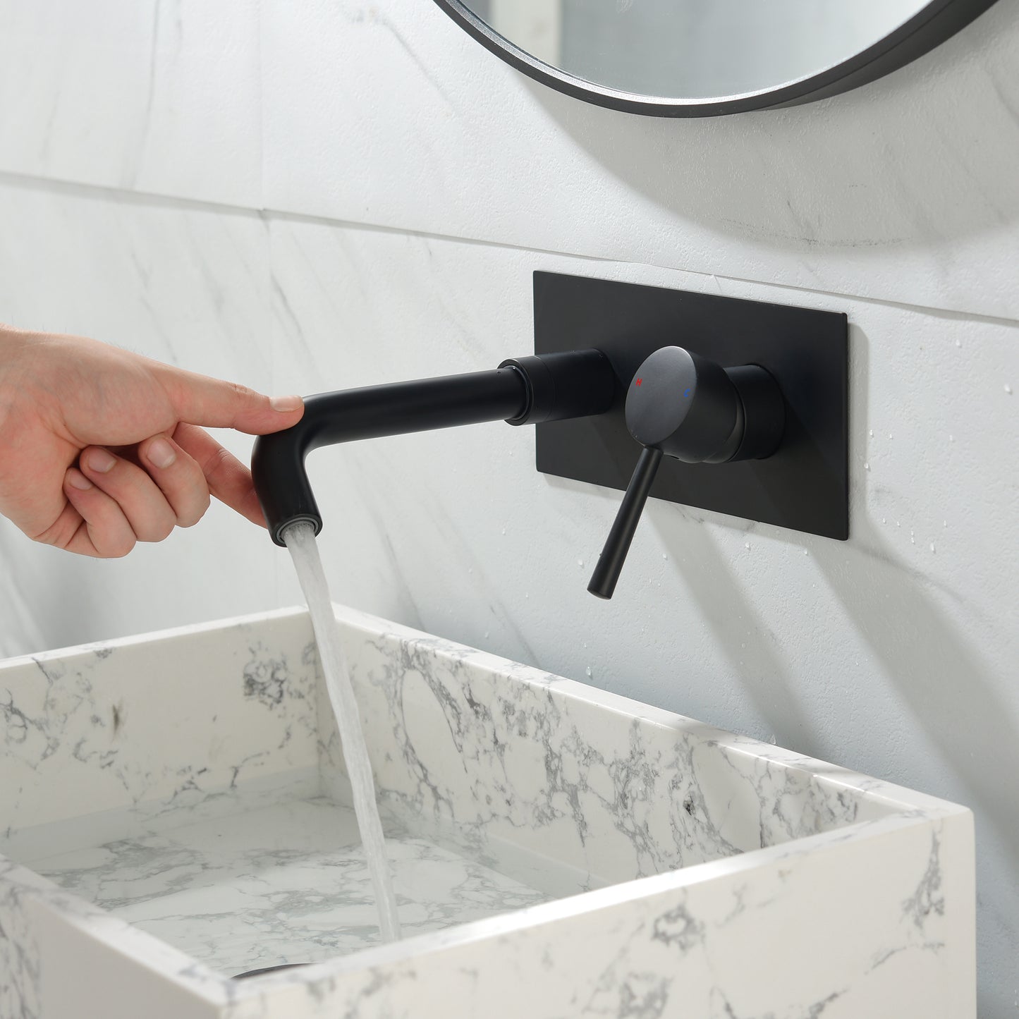 Sleek Matte Black Brass Wall Mounted Bathroom Faucet