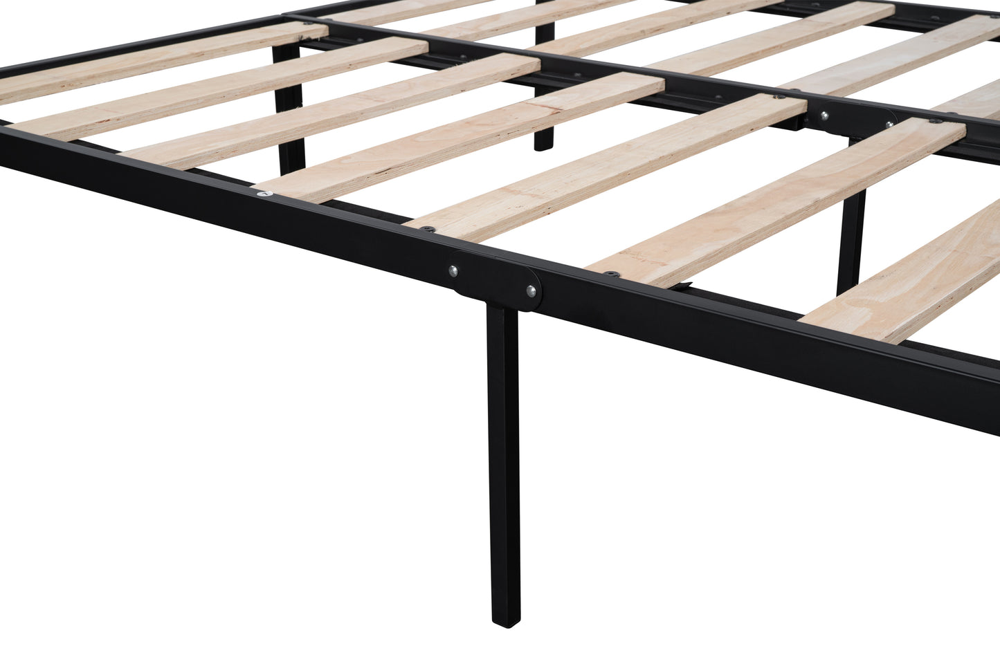 Metal Full Size Bed Frame with Wood Slats/ Heavy duty & Sturdy Metal Bed Frame/ Noise-free Wood Slats/ Quick Assembly/ No Box Spring Needed