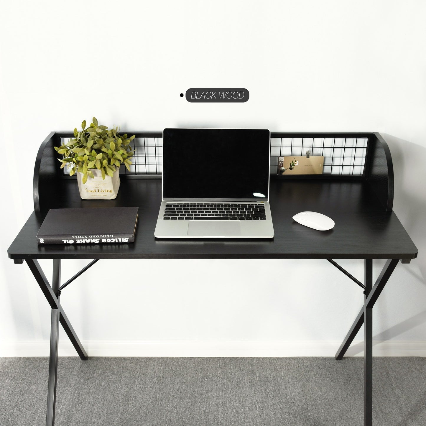 Black Rectangular Computer and Writing Desk with Modern Design