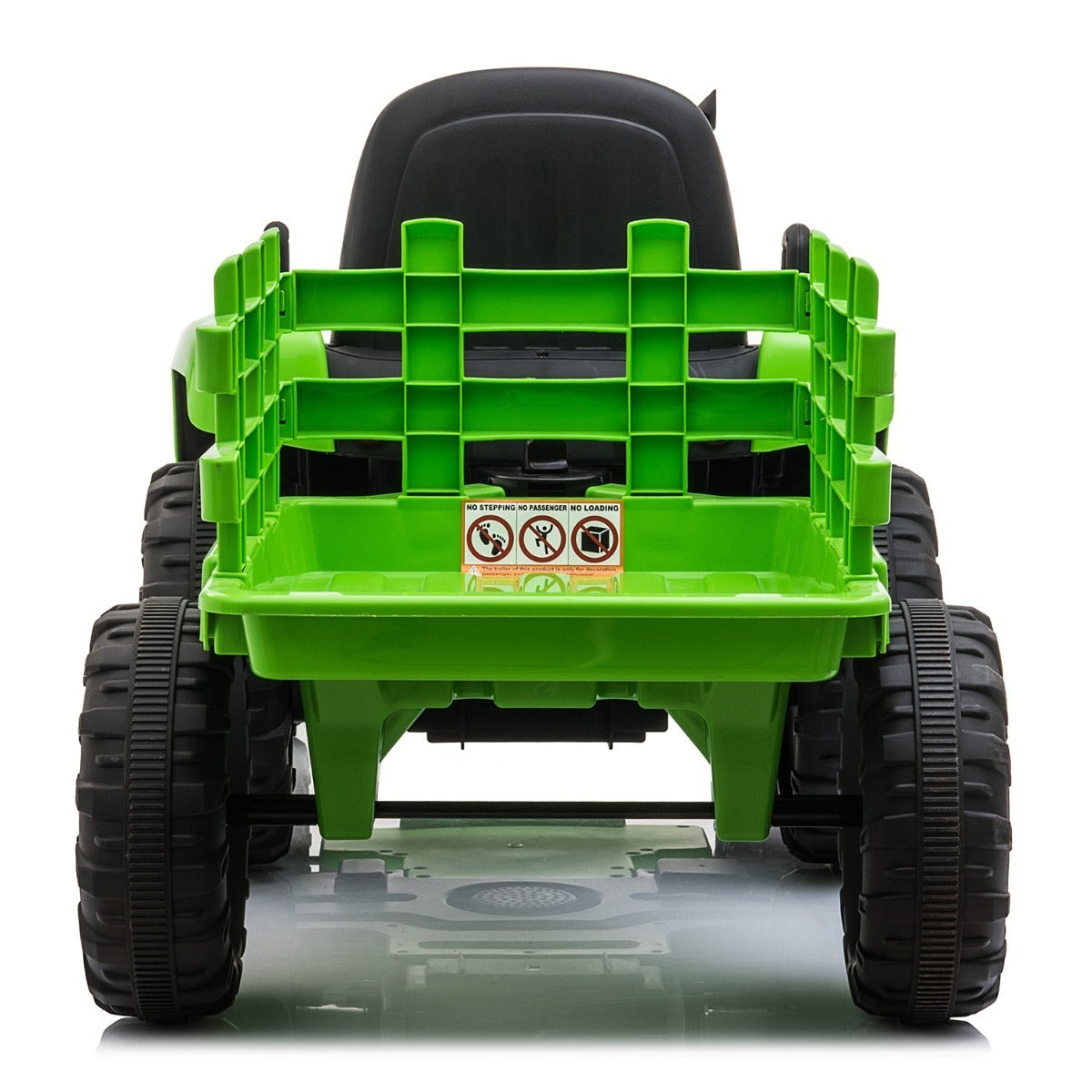 12V Kids Ride-On Tractor with Trailer and Music, Light Green Electric Car for 3-6 Year Olds