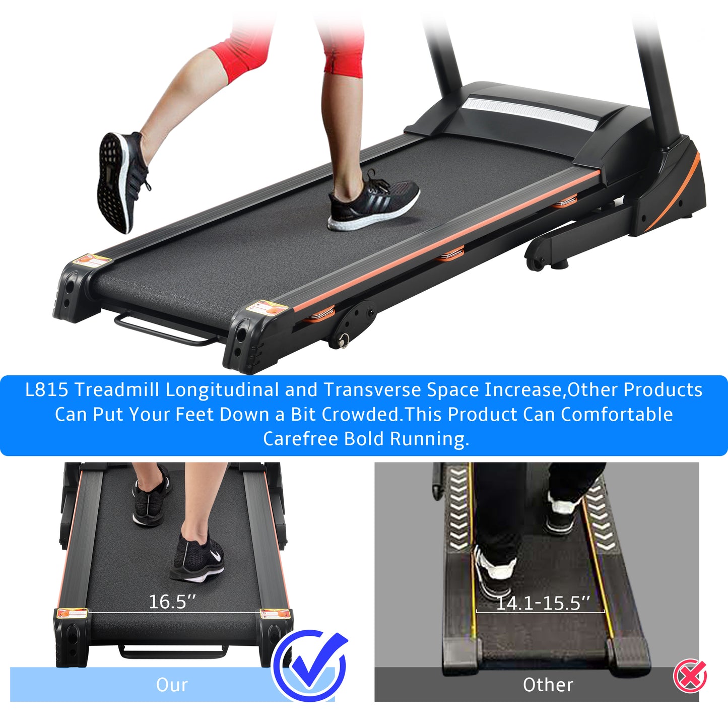 Folding Electric 3.5HP Treadmill With Incline Medium Running Machine Motorised LCD Gym 330lbs Folding Treadmill Electric Motorized Power 14.8KM/H Running Fitness Machine Gym(W54022178 Upgrade)