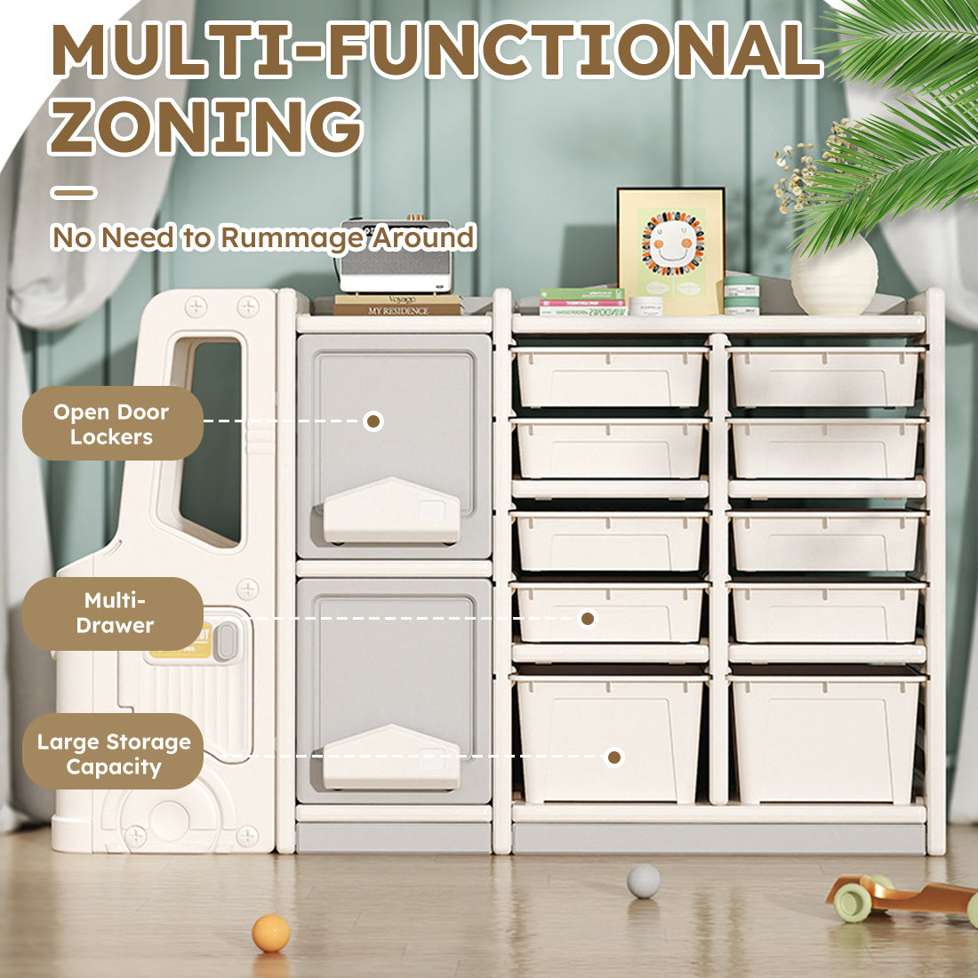 Kids' Multi-Functional Toy Storage Cabinets