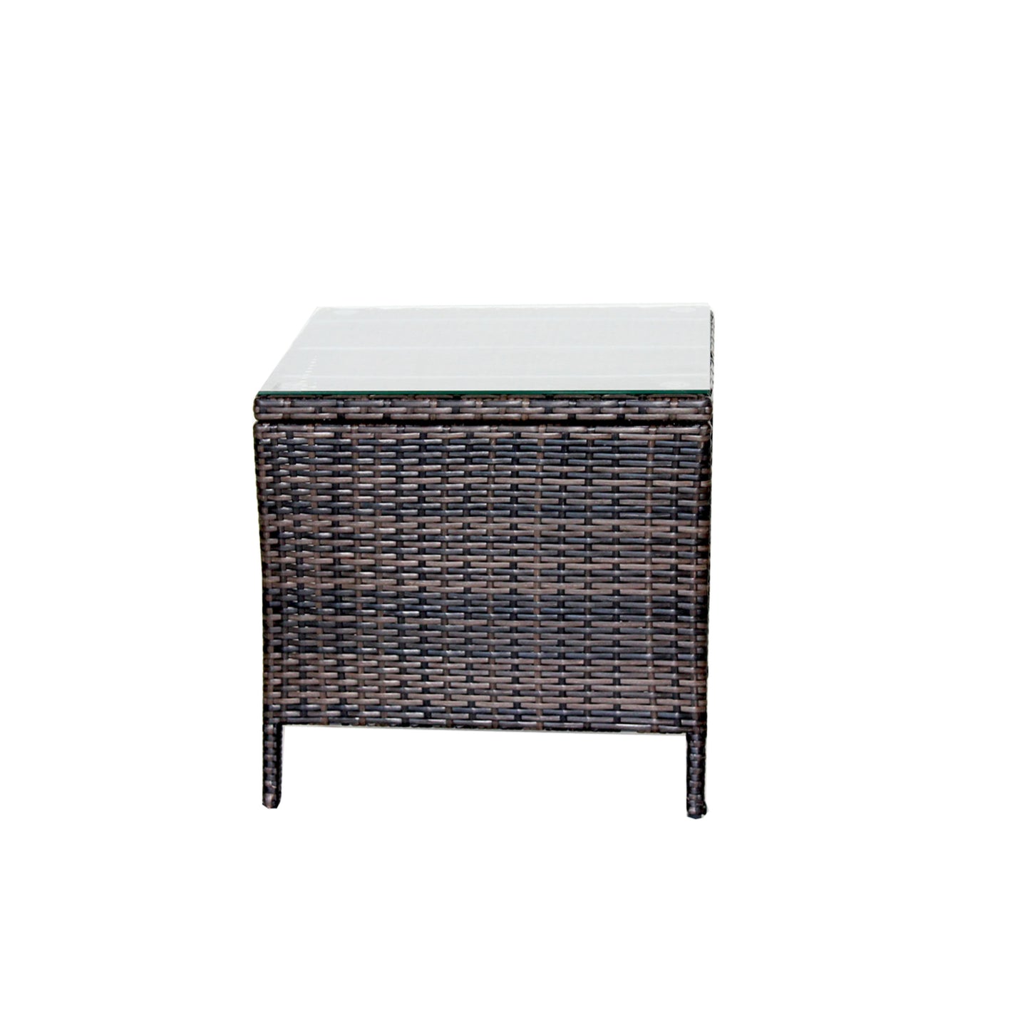 Elegant Outdoor Rattan Coffee Table with Tempered Glass Top