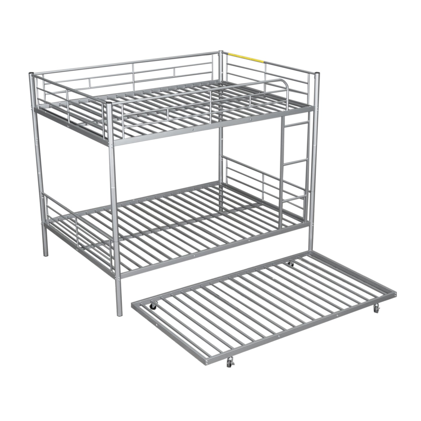 Silver Metal Full Over Full Bunk Bed Set with Trundle