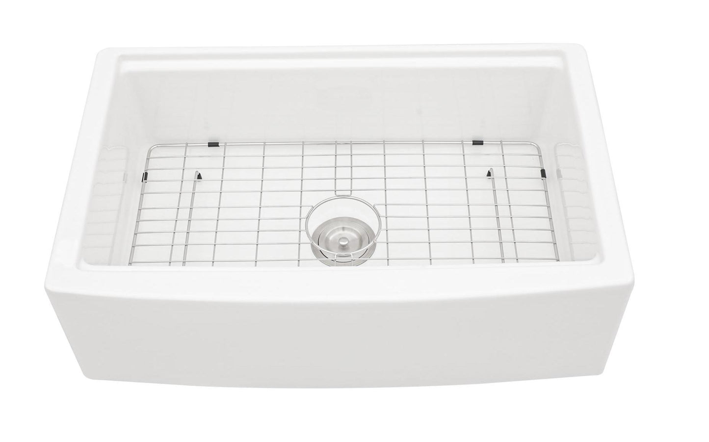 White Ceramic Farmhouse Sink Workstation - 33 inch Single Bowl Kitchen Farm Sink