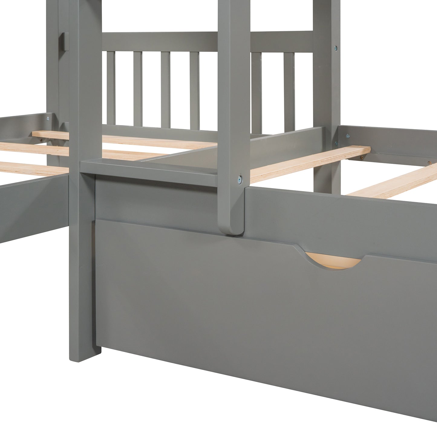 Gray Twin L-Shaped Bunk Bed with Storage Drawers for Space Optimization