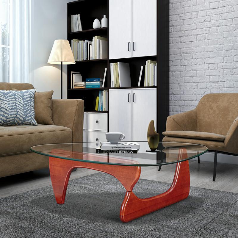 Sleek Cherry Finish Solid Wood Coffee Table