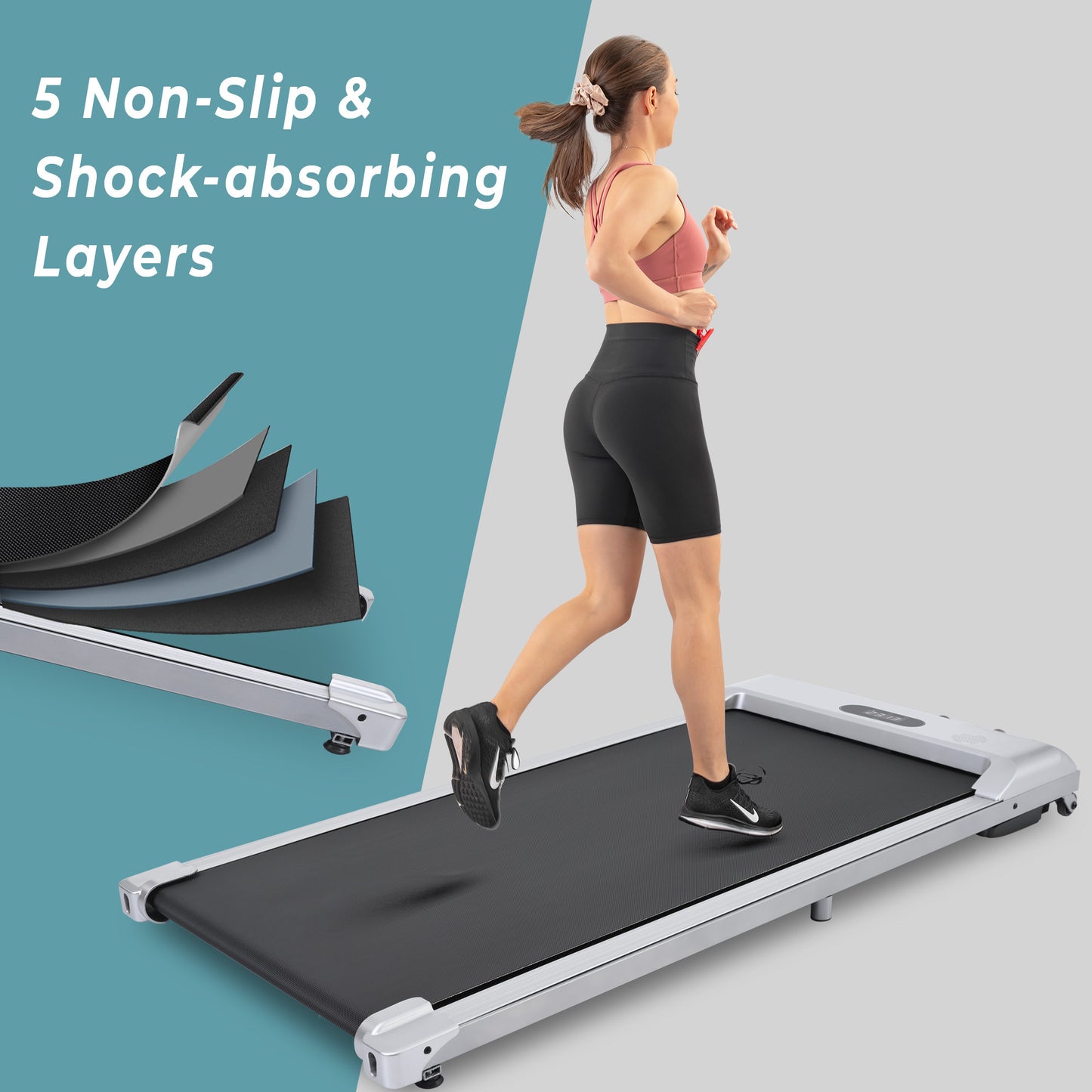 2 in 1 Under Desk Electric Treadmill 2.5HP, with Bluetooth APP and speaker, Remote Control, Display, Walking Jogging Running Machine Fitness Equipment for Home Gym Office