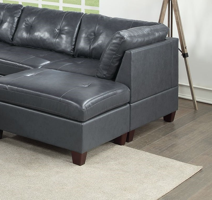 Luxurious Contemporary Black Leather 8pc Sectional Set