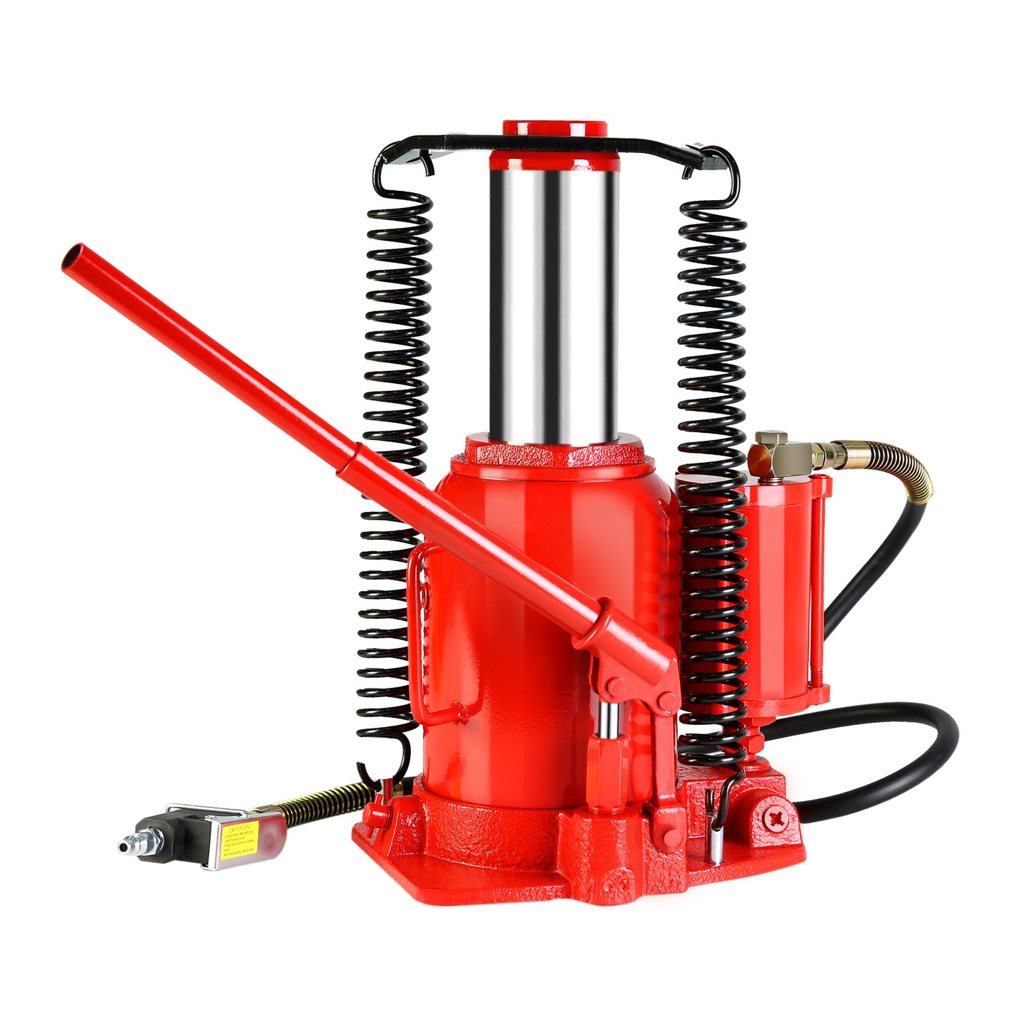 32-Ton Hydraulic Air/Manual Bottle Jack with Retractable Springs and Sturdy Saddle