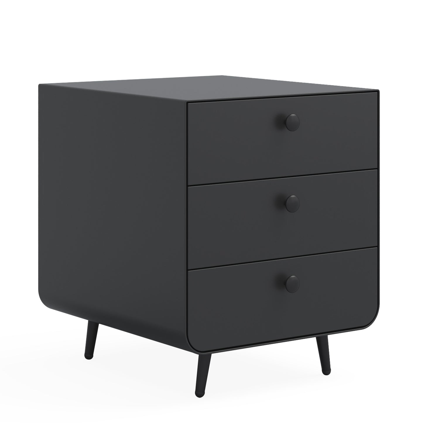 Modern Night Stand Storage Cabinet for Living Room Bedroom, Steel Cabinet with 3 Drawers,Bedside Furniture, Circular Handle