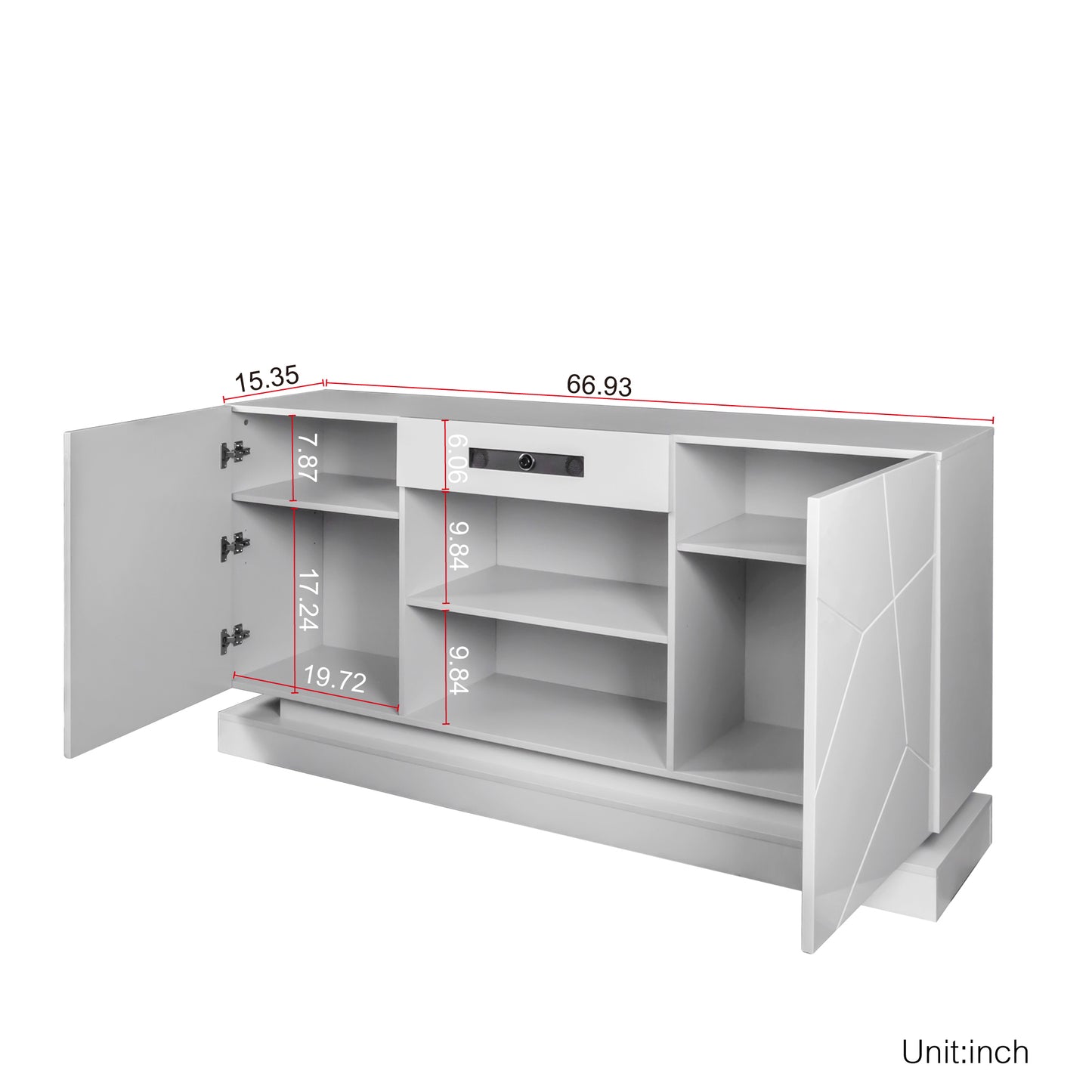 Sleek TV Stand with Bluetooth Speaker and LED Lighting