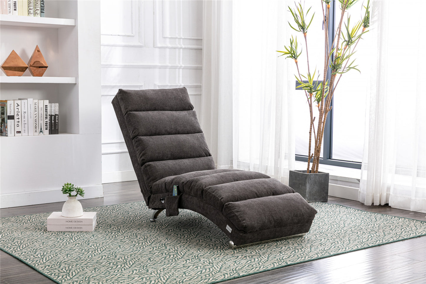 Linen Chaise Lounge Indoor Chair, Modern Long Lounger for Office or Living Room