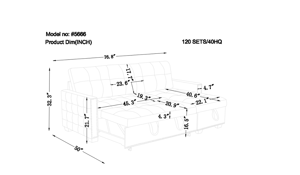 77 Inch Light Grey Reversible Sectional Sleeper Sofa Bed with Storage Chaise