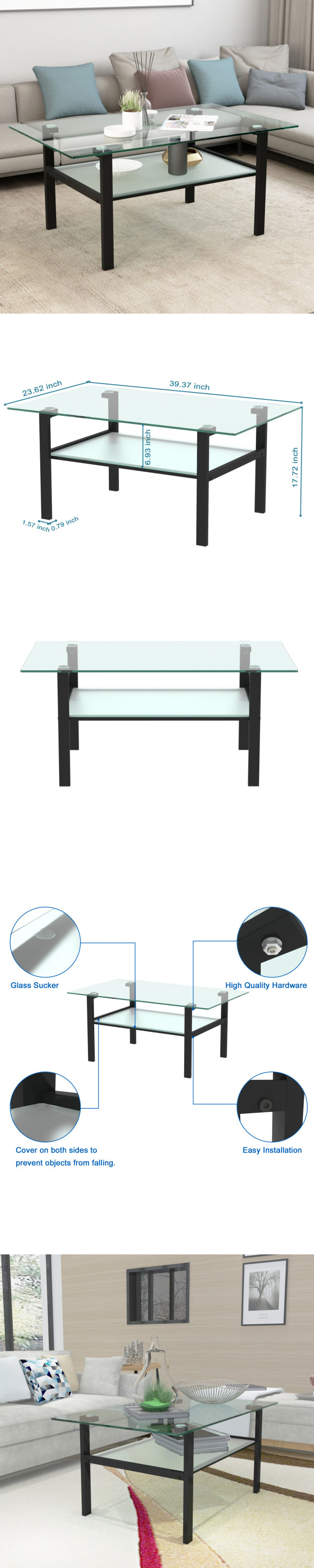 Modern Black Glass Coffee Table for Stylish Living Spaces