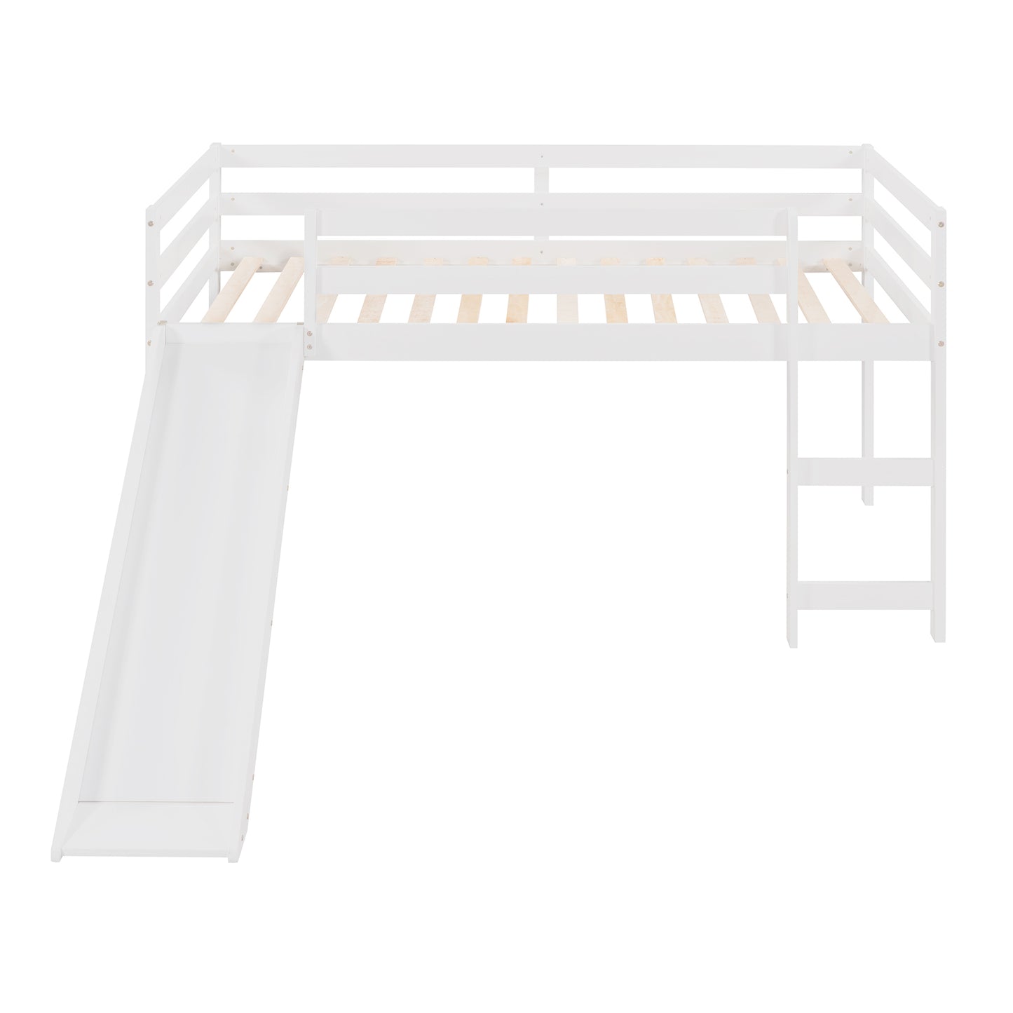 Loft Bed with Slide, Multifunctional Design, Twin (White)(: WF191904AAK)