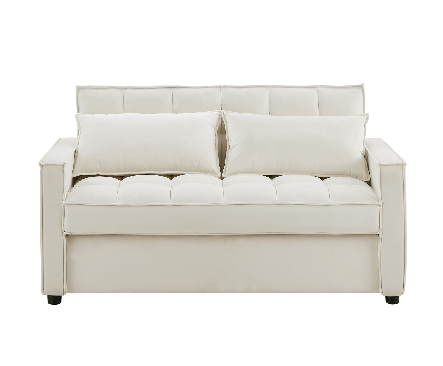 Elegant 2061 Two-Seater Beige Velvet Sofa