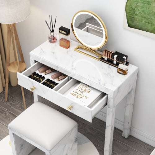 Tempered glass marble texture dressing table