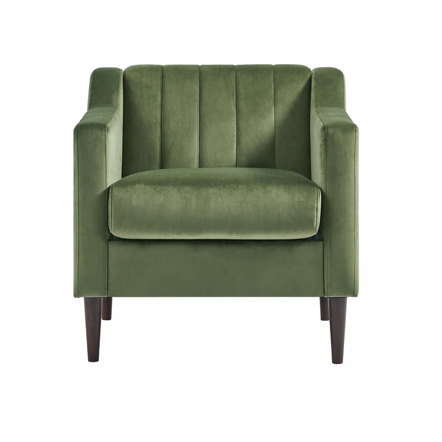 Modern Upholstered Tufted Accent Chair, Velvet Fabric Single Sofa Side Chair, Comfy Barrel Club Living Room Armchair with Solid Wood Legs for Bedroom Living Reading Room Office, Green