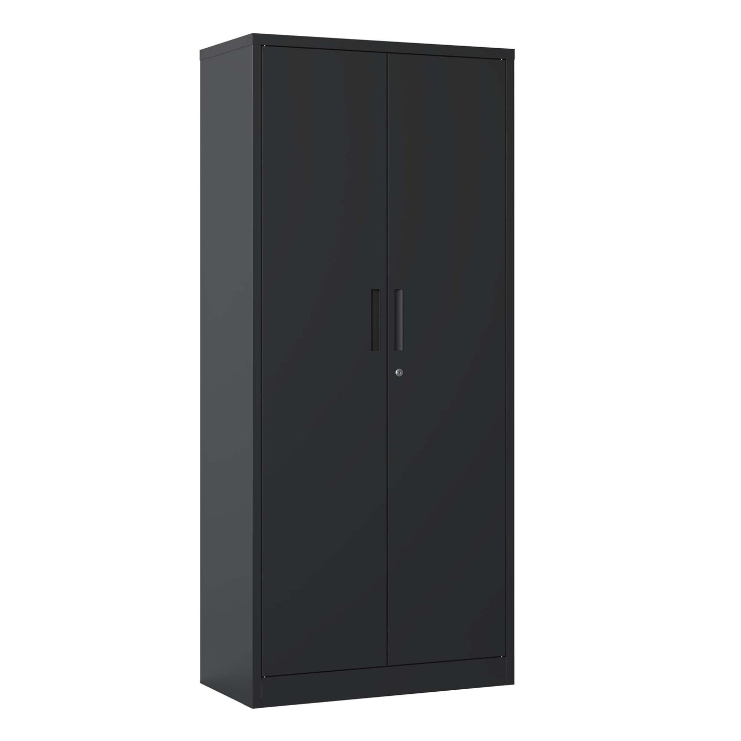 72H Metal Lockable Garage Storage Cabinet with 4 Shelves, Black Steel Cabinet for Home Office and Garage Organization