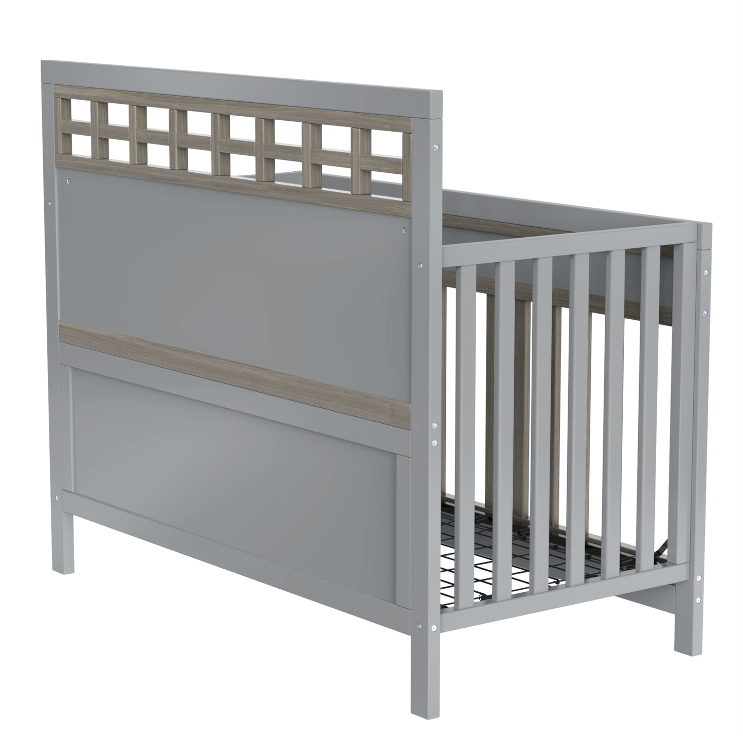 Certified Baby Safe Crib, Pine Solid Wood, Non-Toxic Finish, Gray