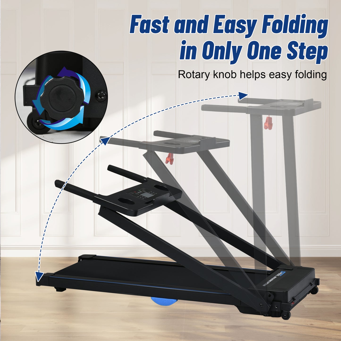 Electric Treadmill Foldable Exercise Walking Machince for Home/Office LCD Display, Peak 2.5HP, 0.6-7.6MPH, Compact Folding Easy Assembly 12 Preset Program, 265LBS