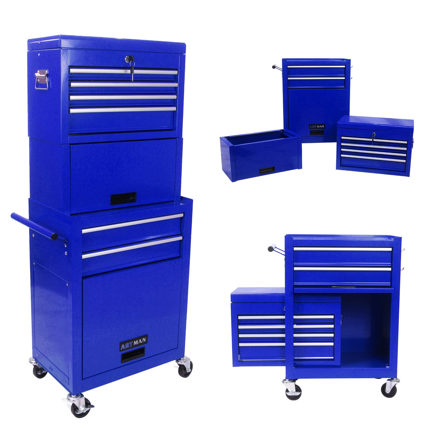 High Capacity Rolling Tool Chest with Wheels and Drawers, 6-Drawer Tool Storage Cabinet--BLUE