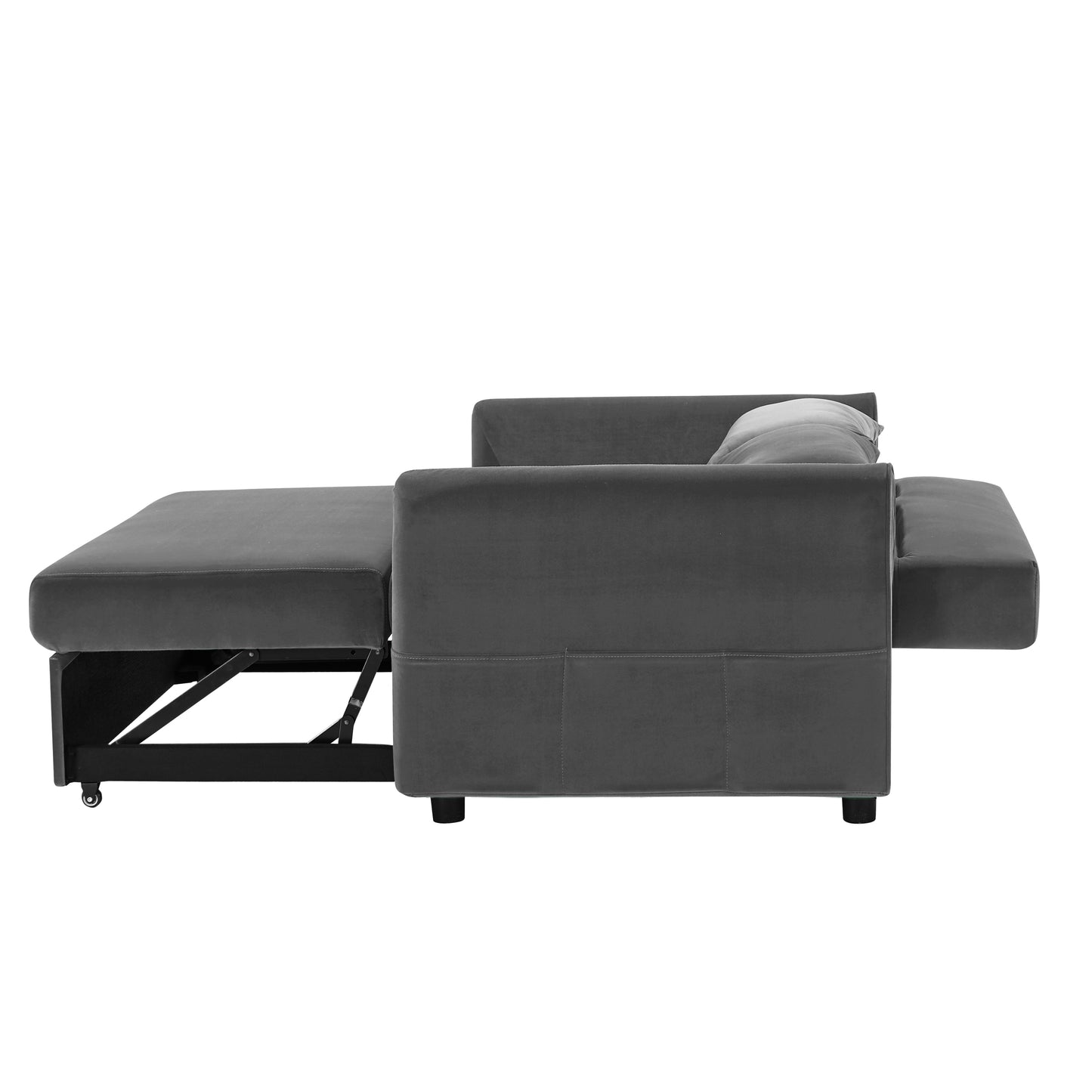 Convertible Dark Gray Sofa Bed with Adjustable Backrest