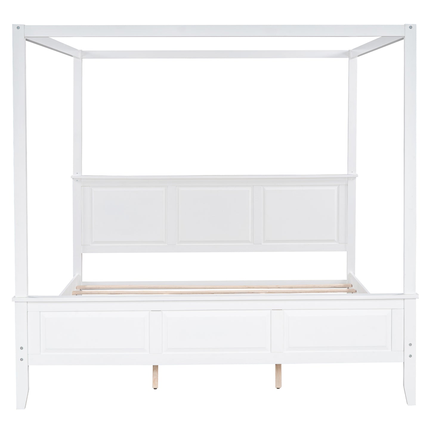 King Size Canopy Platform Bed with Headboard and Footboard,With Slat Support Leg, White