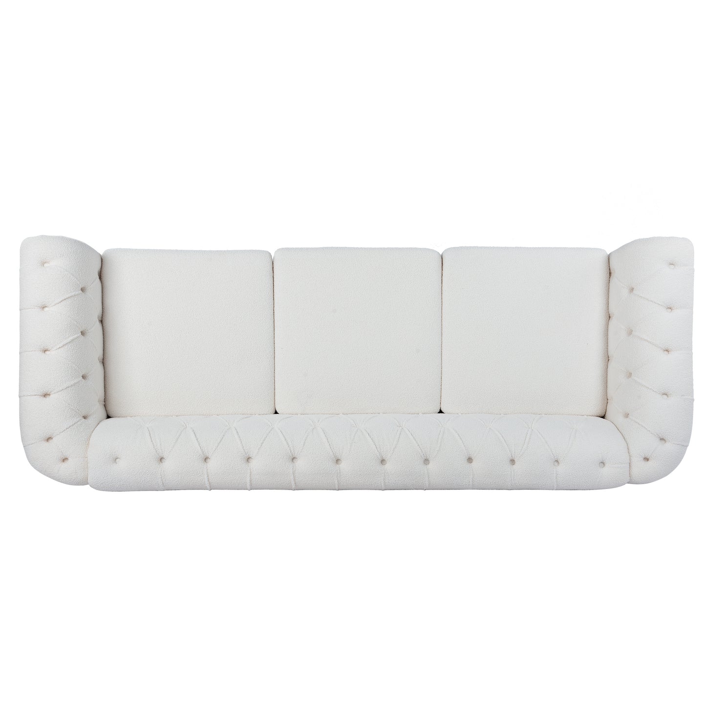 84.65-Inch Rolled Arm Chesterfield 3 Seater Sofa