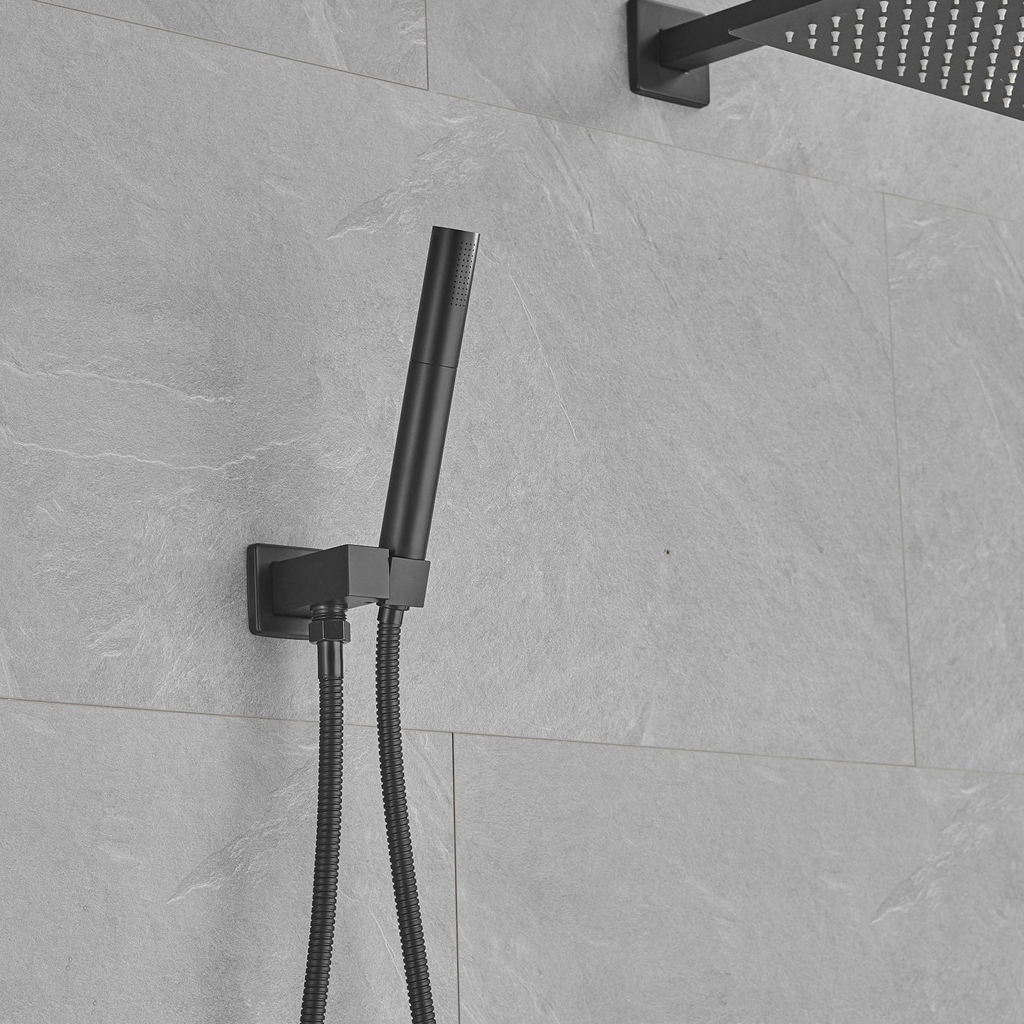 Elegant Matte Black High Pressure Shower Faucet with 2-Spray Options and 12 Shower Head (Valve Included)