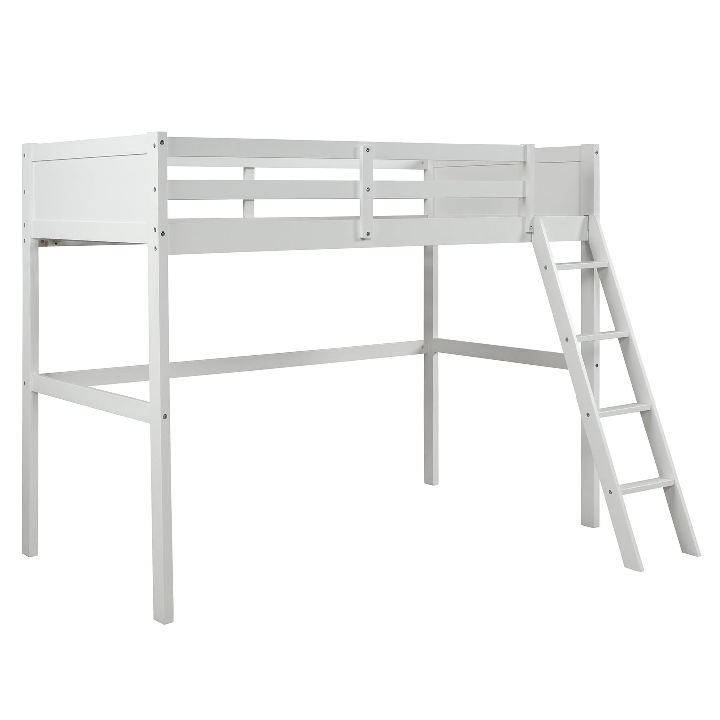 Twin over Full Loft Bed with Cabinet, White