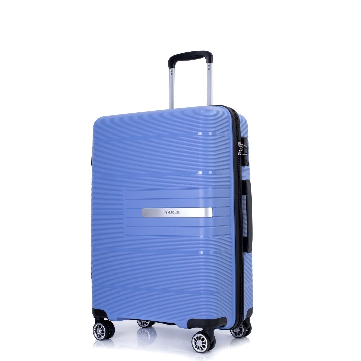 Hardshell Suitcase Double Spinner Wheels PP Luggage Sets Lightweight Durable Suitcase with TSA Lock,3-Piece Set (20/24/28) , Purplish Blue