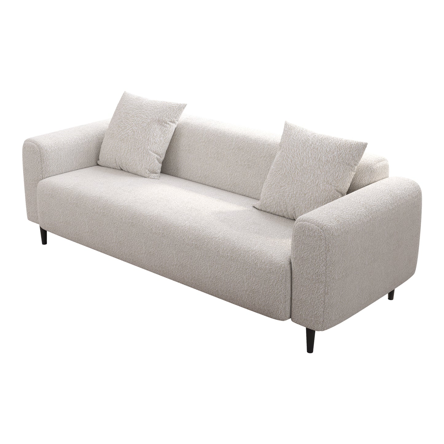 Spacious 77.2″ Modern Two-Seat Sofa in White Mohair Granular Velvet