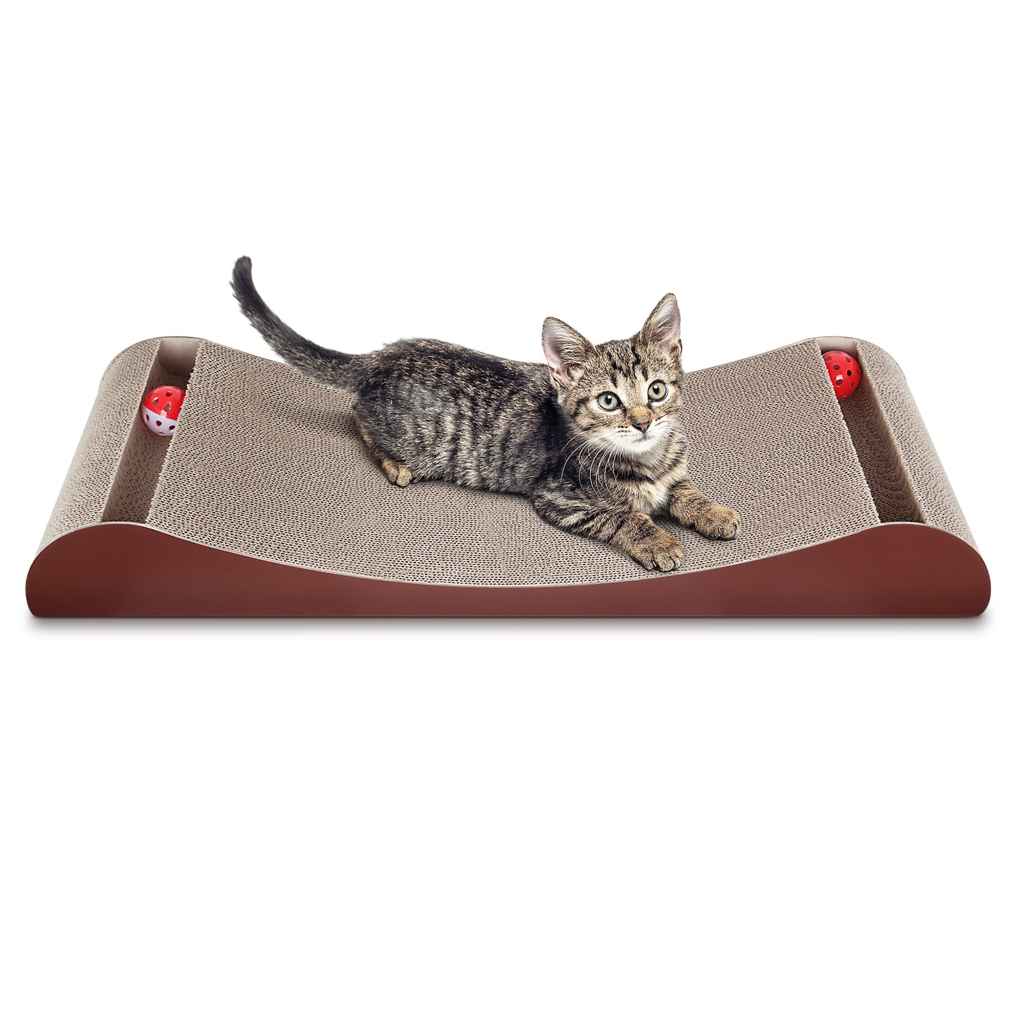 ScratchMe Cat Scratcher Cardboard Lounge Bed with Bell Ball Toy