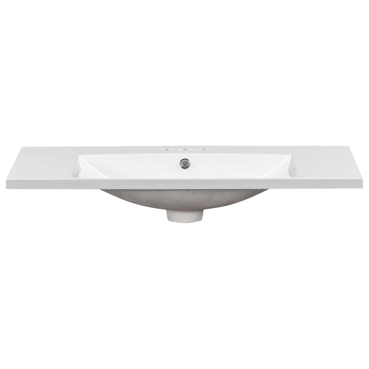 36" Single Bathroom Basin Sink, Vanity Top Only, 3-Faucet Holes, Resin