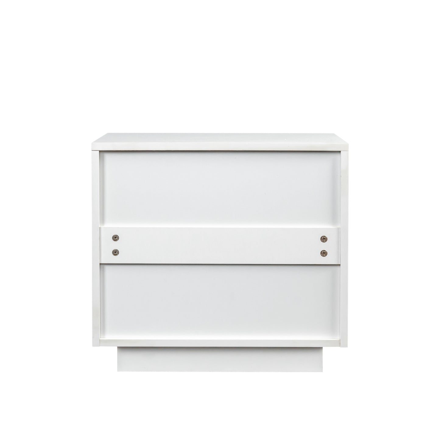 Contemporary White Nightstand with LED Lit Drawers