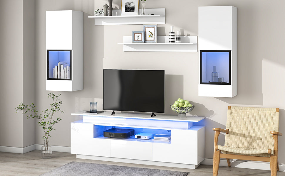 Versatile 5-Piece LED Floating TV Stand Set for 75+ Inch TVs