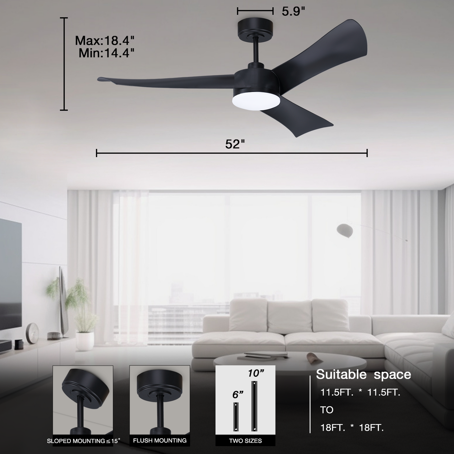 Intelligent Ceiling Fan YJ662-52-B-2