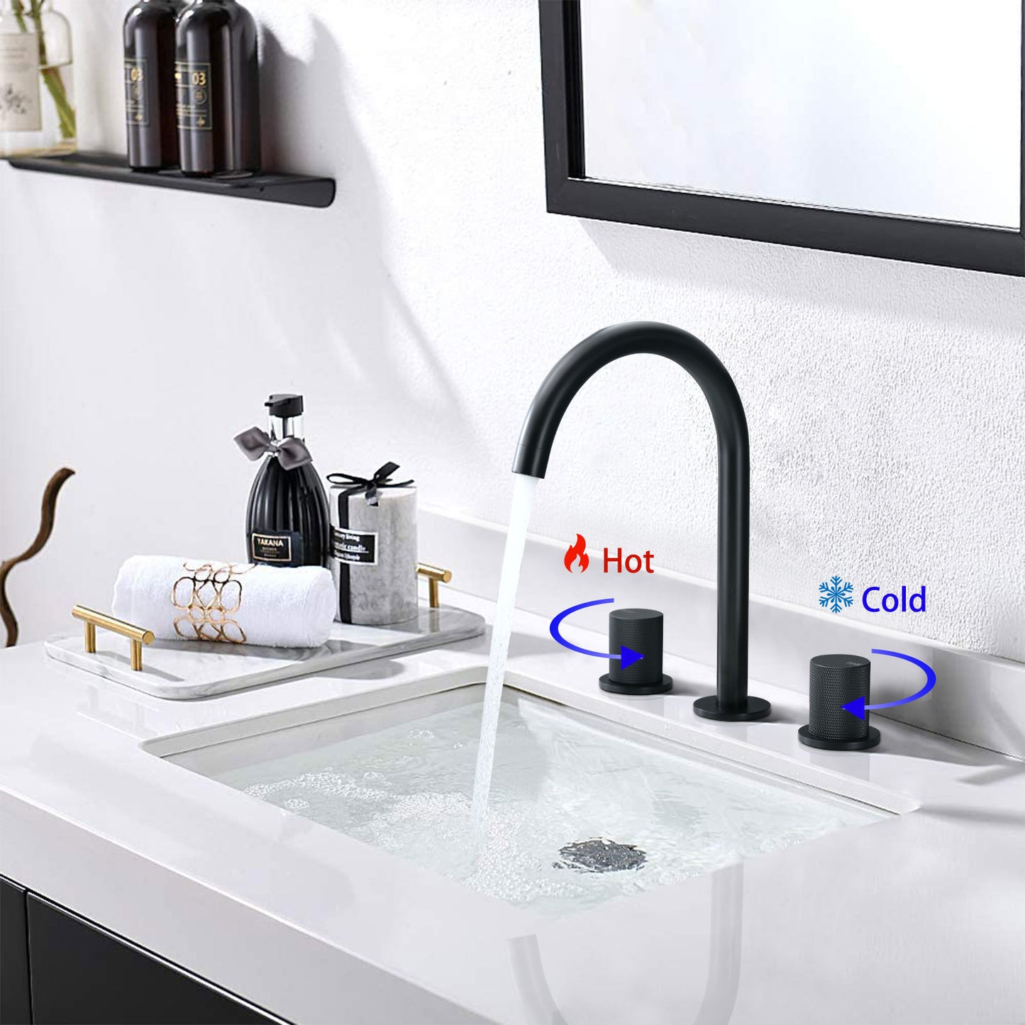 Matte Black 8 Inch Two-Handle Widespread Bathroom Faucet