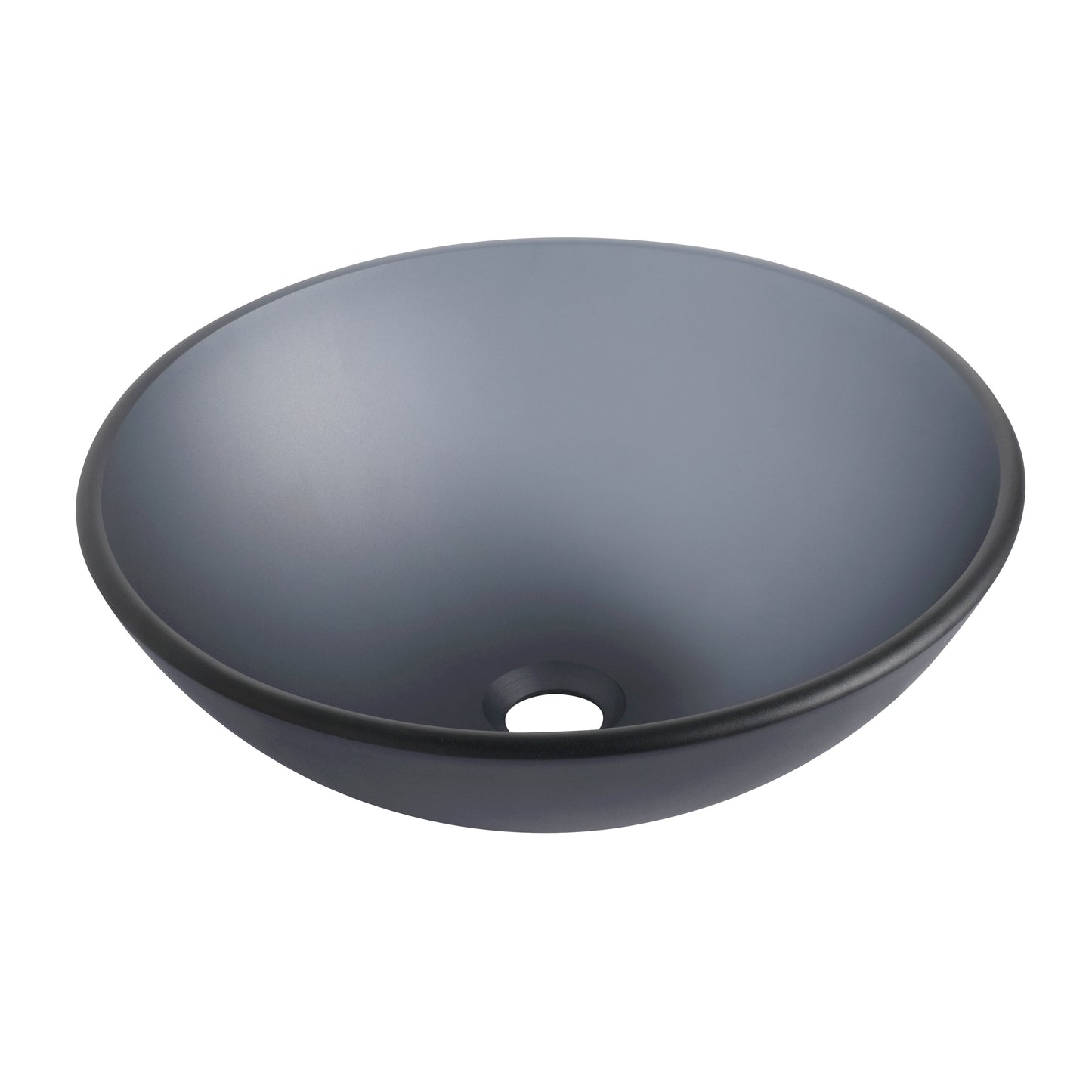 Tempered Glass Matte Bathroom Vessel Sink, Round Bathroom Basin (Tempered Glass Matt Gray)