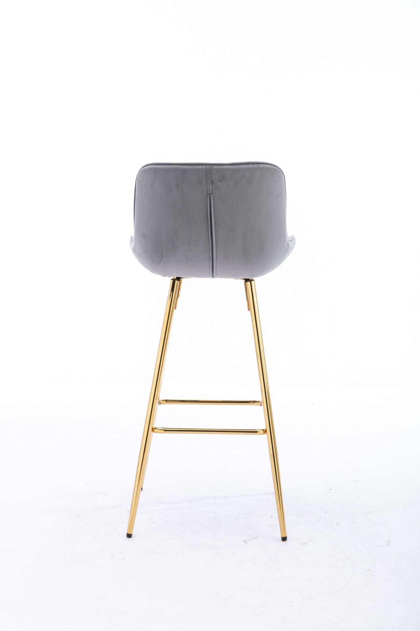 26 Inch Set of 2 Bar Stools,with Chrome Footrest Velvet Fabric Counter Stool Golden Leg Simple Bar Stool,GRAY