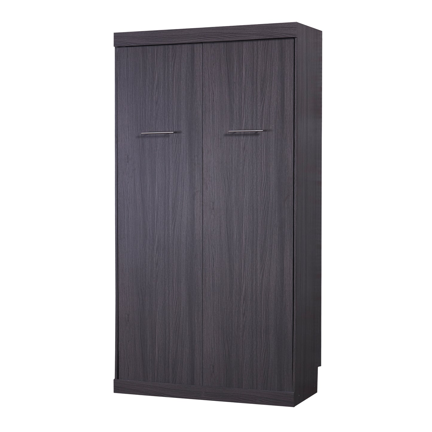 Twin Size Murphy Bed with Wardrobe and Drawers, Storage Bed, can be Folded into a Cabinet, Gray