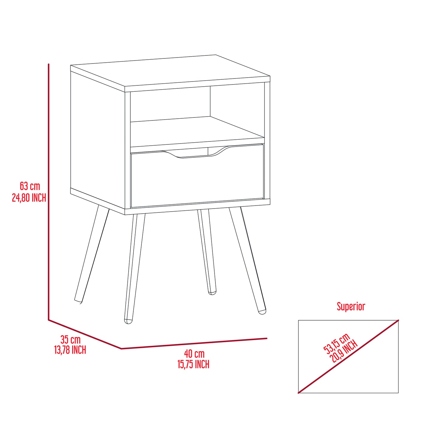 Haverson 1-Drawer 1-Shelf Nightstand Smokey Oak and White