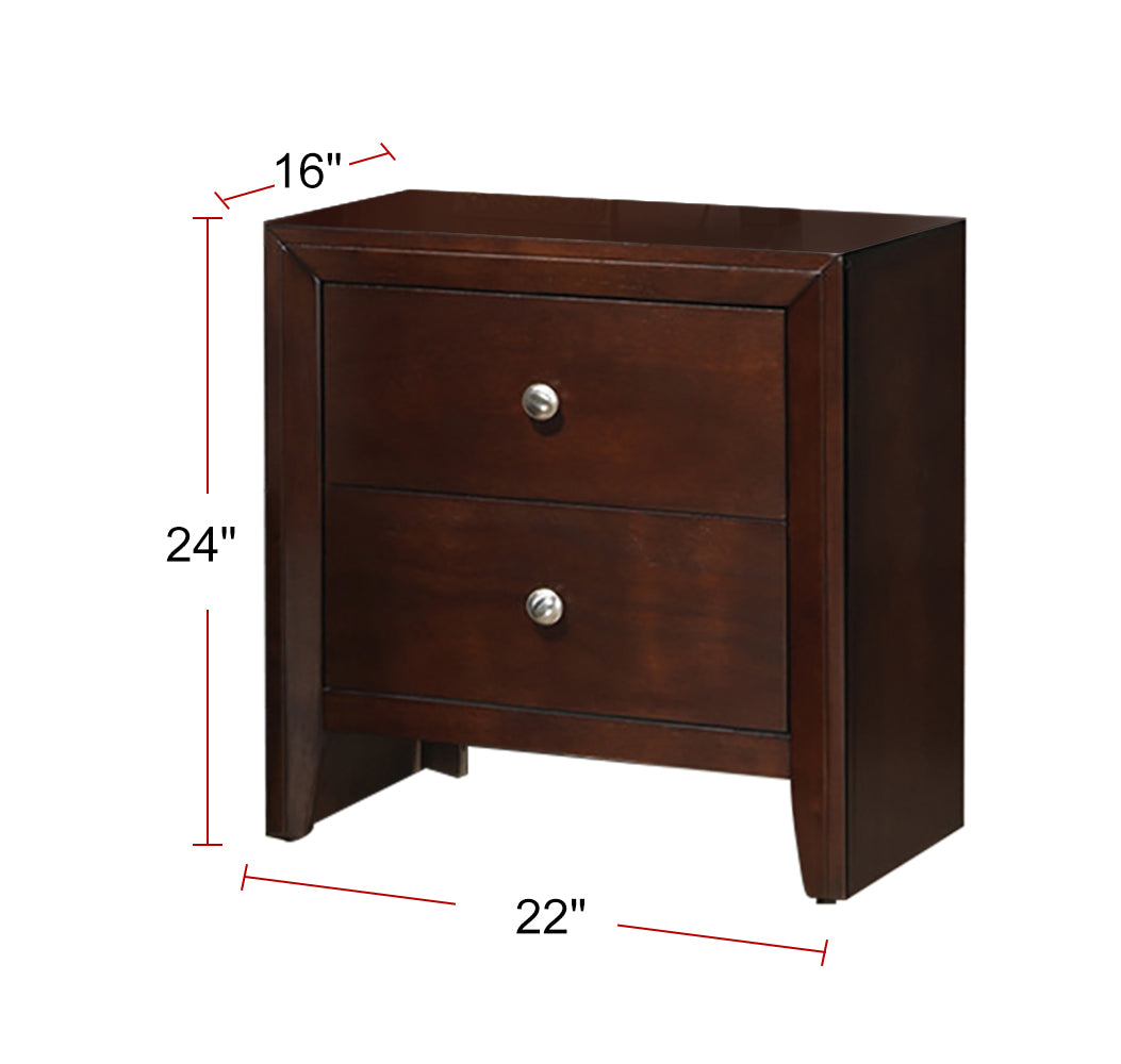 Kali Wooden 2-Drawer Brown Nightstand