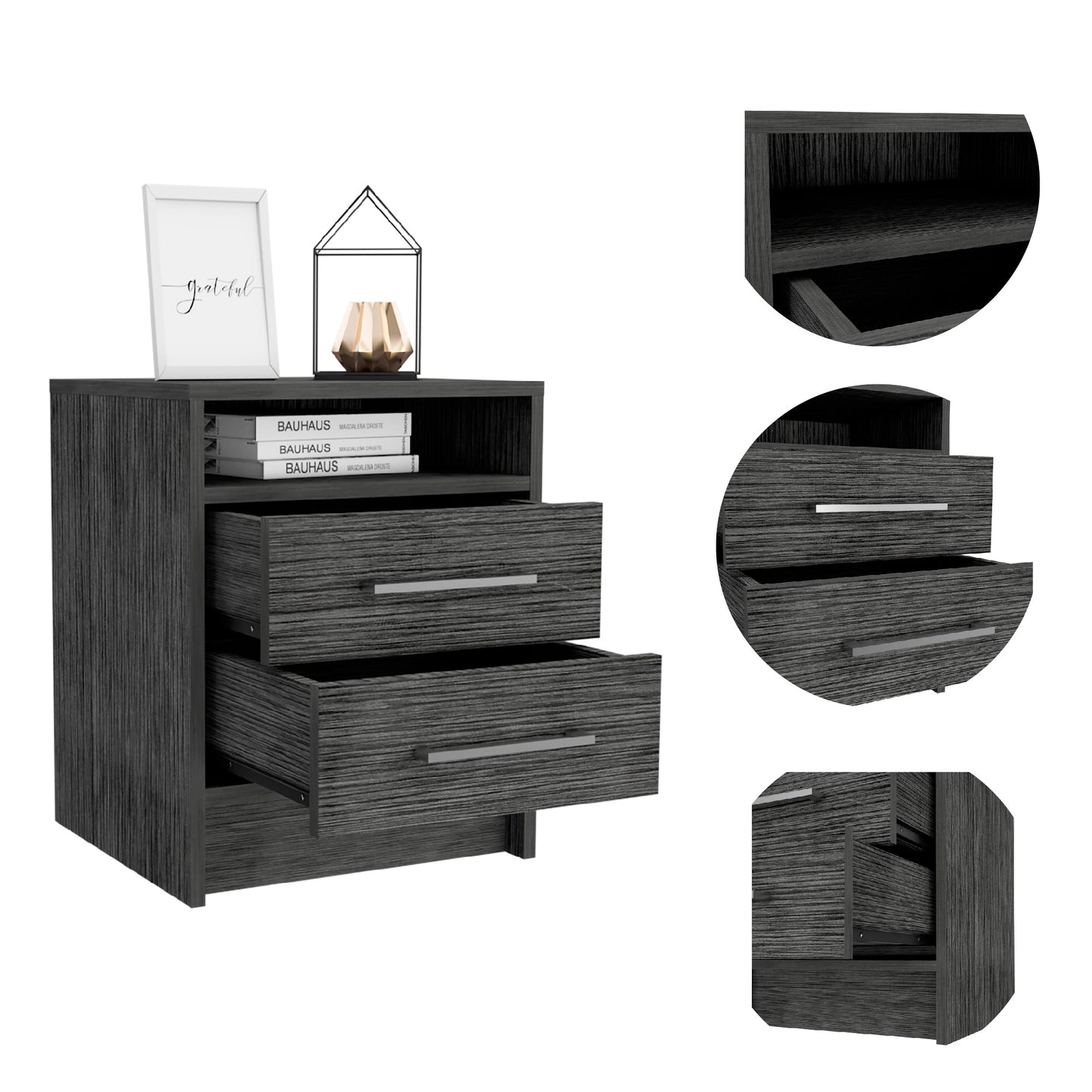 Rowley 2-Drawer 1-Shelf Rectangle Nightstand Smokey Oak