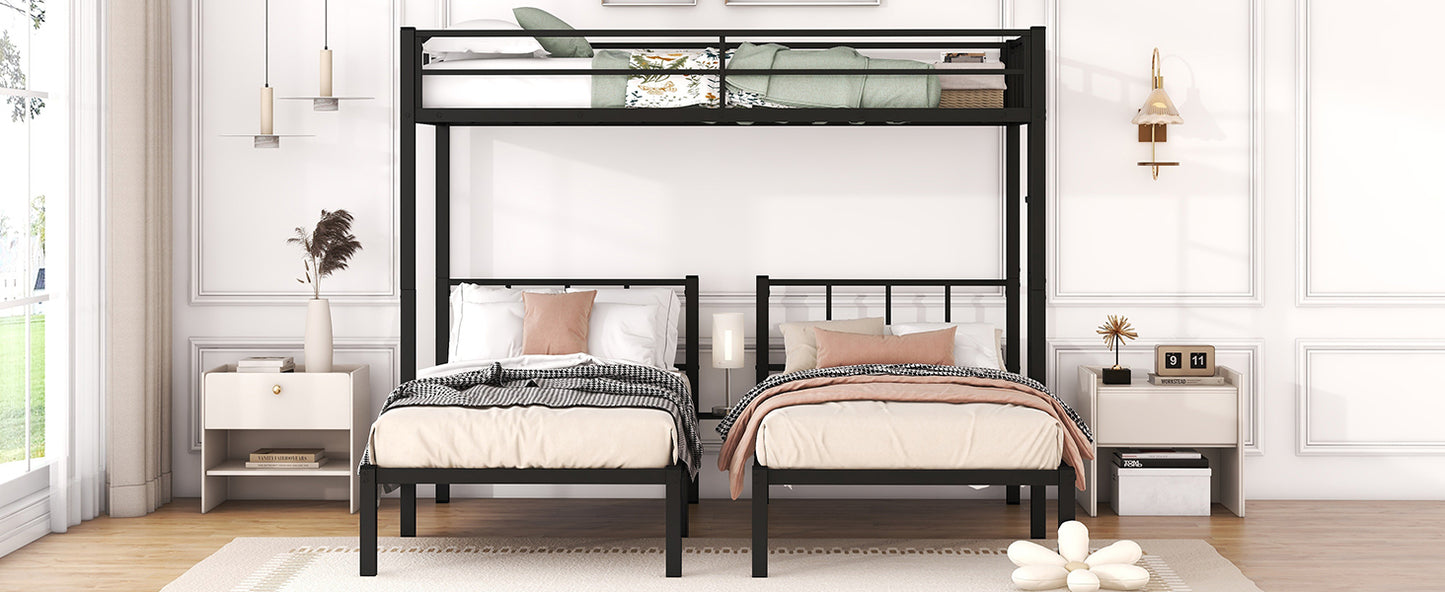 Convertible Metal Triple Bunk Bed with Flexible Sleeping Options