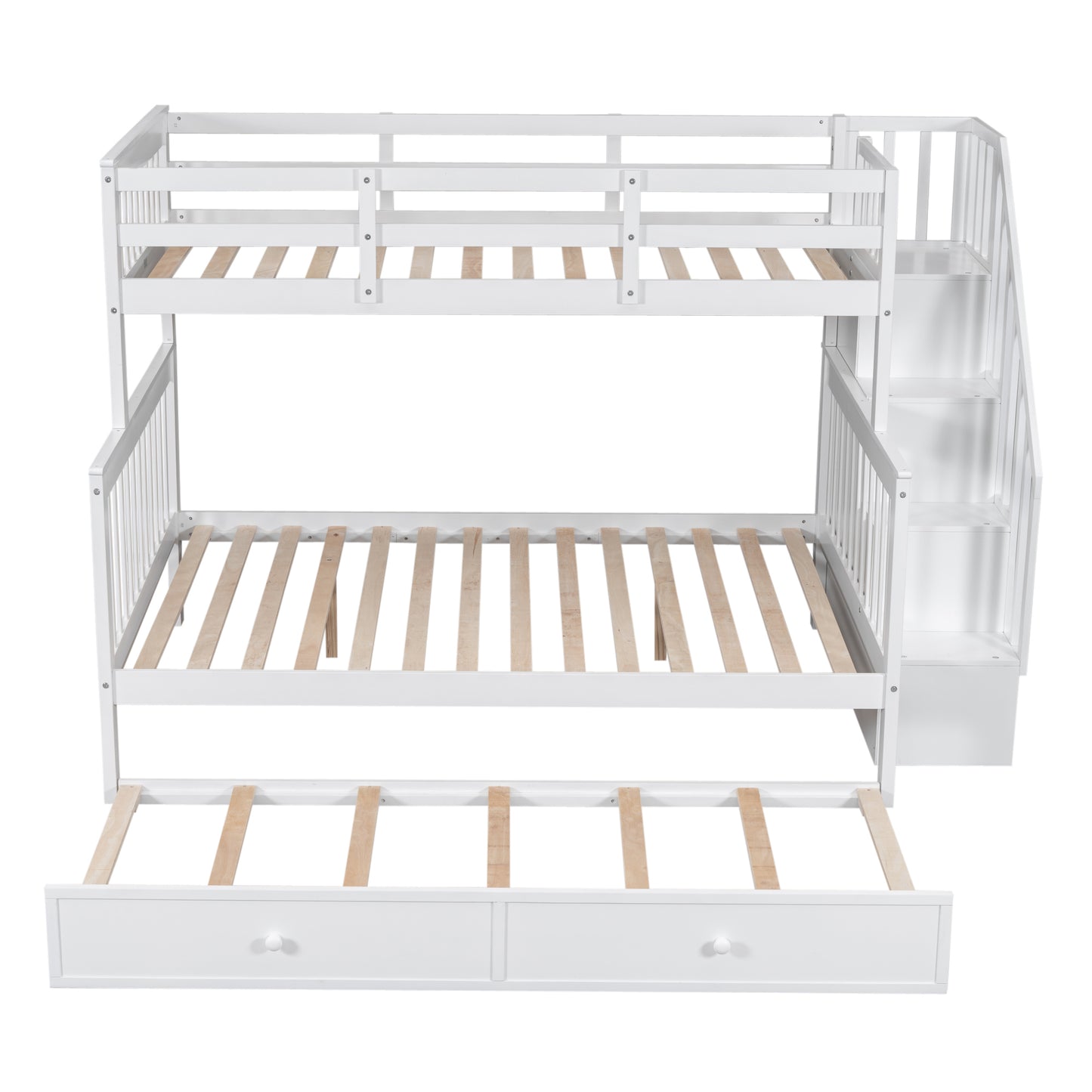 Staircase Bunk Bed with Trundle and Storage: Twin Over Full