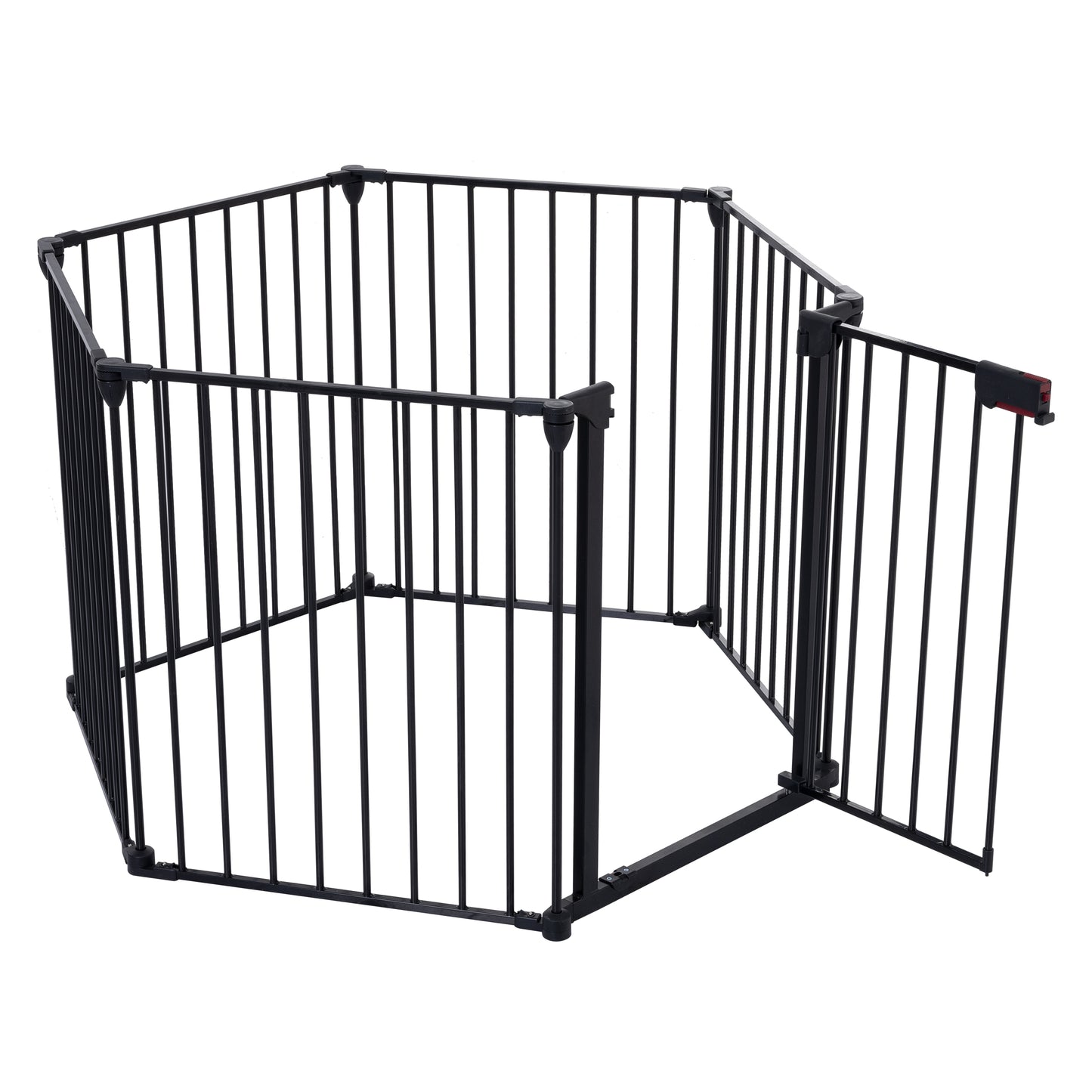 152" Adjustable Safety Gate  6 Panel Play Yard Metal Doorways Fireplace Fence Christmas Tree Fence Gate for House Stairs Gate prohibited area fence