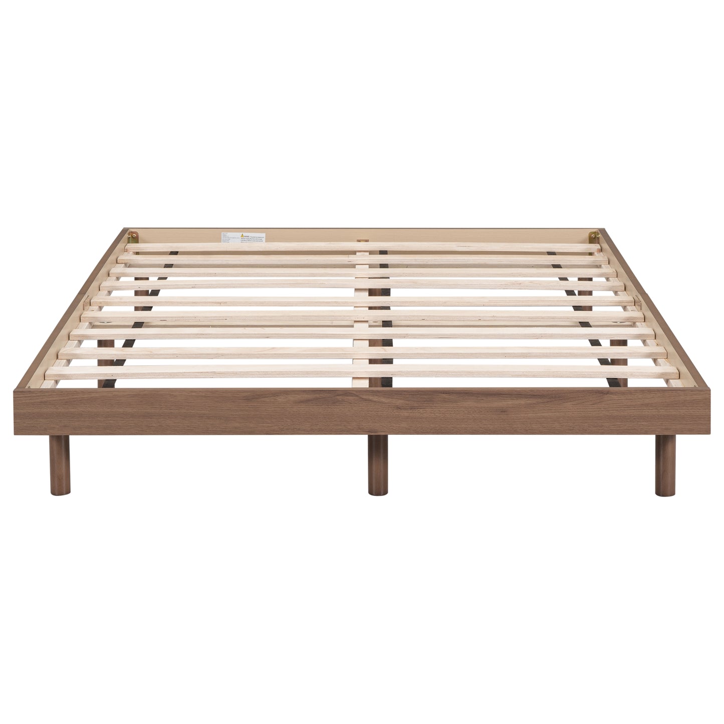 Modern Design Full Floating Platform Bed Frame for Walnut Color